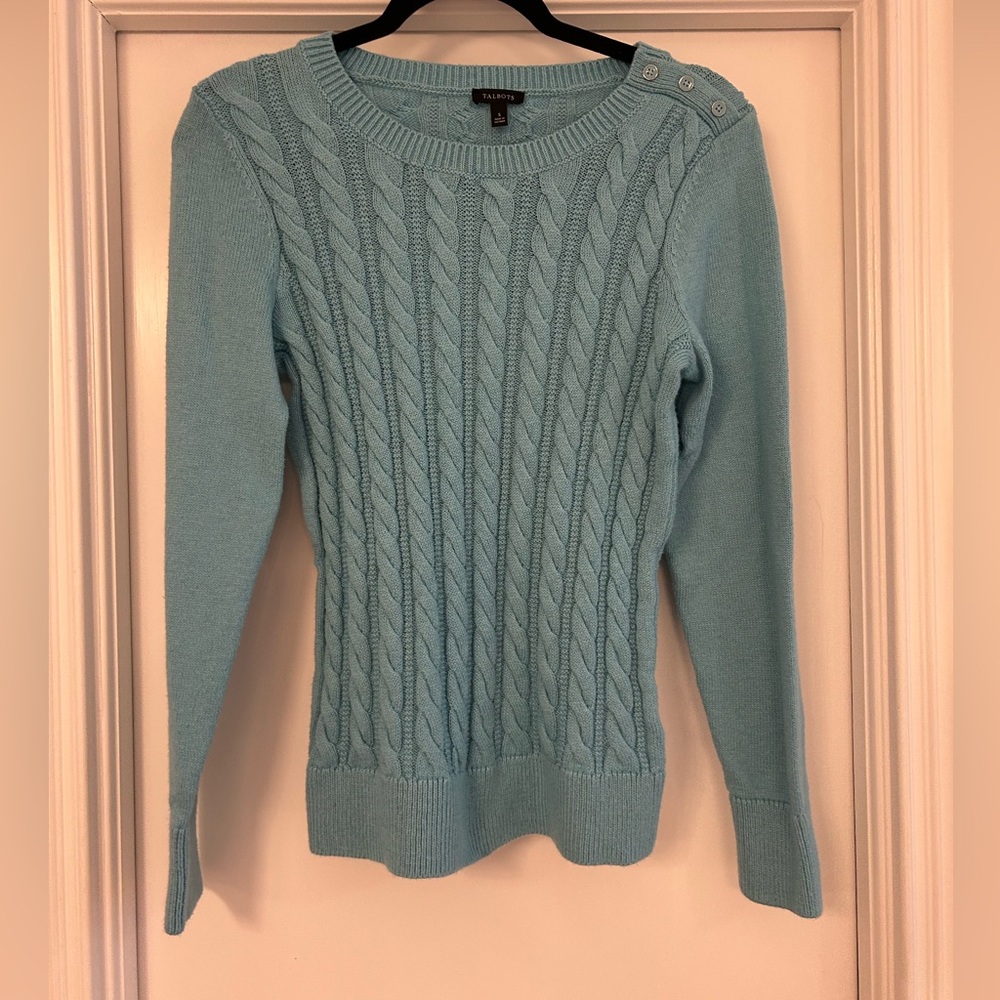 Talbots Cable Knit Sweater - Soft Blue
